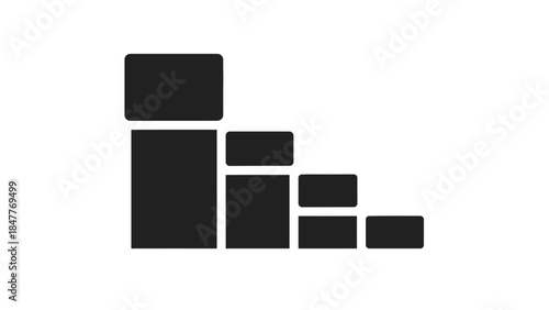 Minimalistic Black Bar Chart Illustration Showing Declining Trend for Data Visualization