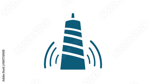 Minimalistic Digital Signal Tower Icon Representing Wireless Communication Technology