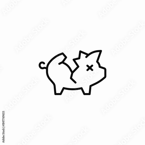 broken piggy bank icon sign vector
