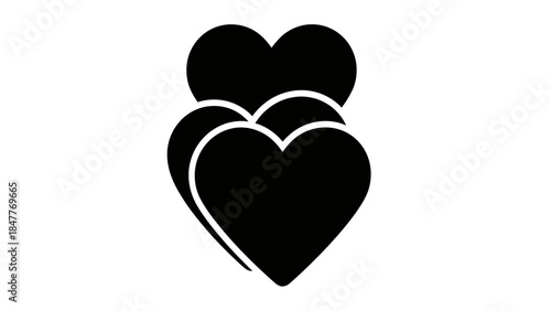 Minimalistic Heart Shape Icon Design with Overlapping Elements for Symbolic Representation