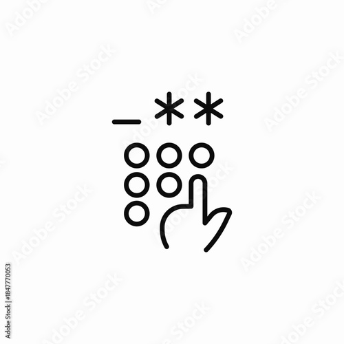 hand typing pinpad icon sign vector