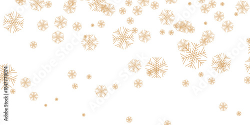 snowflakes and stars border isolated vector illustration, Elegant gold snowflake and star border set for festive holiday designs