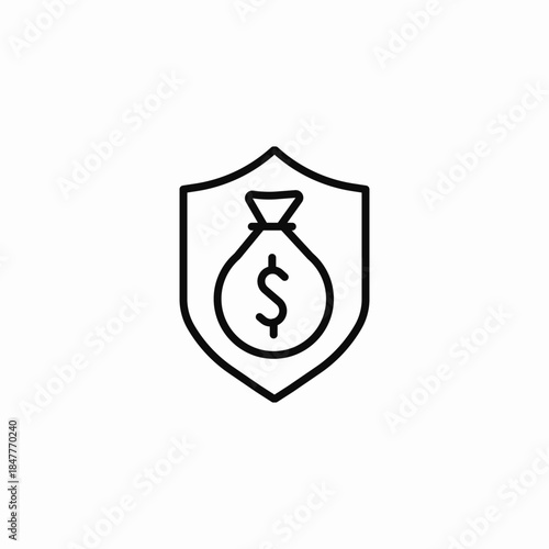 money bag shield security icon sign vector