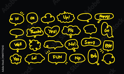 Yellow Speech Bubbles on Black Background