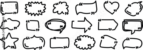 Speech Bubbles and Shapes on White Background
