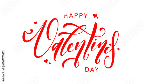 Vector lettering for Happy Valentine's Day isolated on white background.