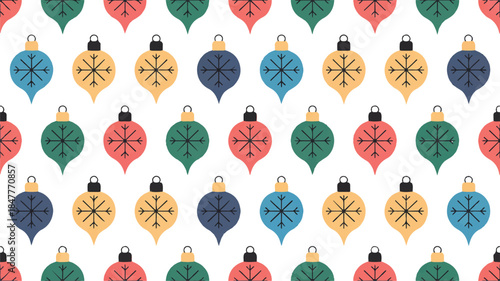 Festive geometric Christmas bauble pattern illustration for seasonal decorations and holiday design projects