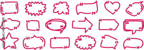 Red Speech Bubbles and Shapes on White Background
