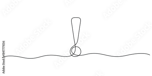 Minimalist continuous one line drawing of an exclamation mark vector illustration