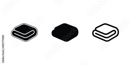 Folded blanket icon set on white background