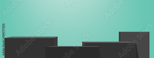 Black podium platform step mint background minimal display modern geometric black podium platform step mint background minimal