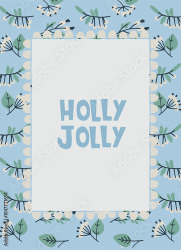 Merry Christmas and New Year card in a decorative frame trend of the year for festive projects, logos, stickers, invitations, scrapbooking, wall posters, social media, home, crafts and goods