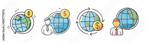 Global financial exchange and international business concept with money circulation