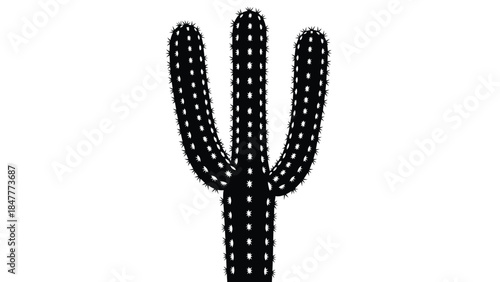 Minimalist black silhouette of a three-armed cactus vector illustration isolated on white background