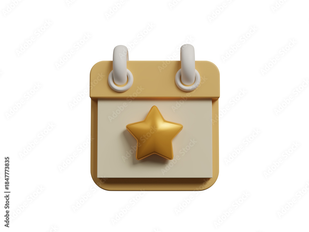 Fototapeta premium Calendar icon isolated on transparent background. Containing icon of date, schedule, month, week, appointment, notification, agenda, organization and event. Time management. Business plan. 3d render