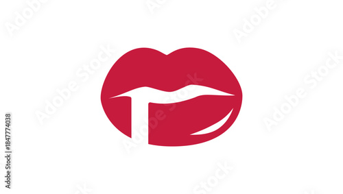 cocktail and lips, bar logo, club logo, red isolated silhouette