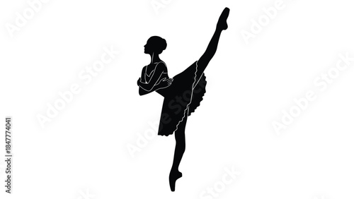 Silhouette of a dancer in a graceful pose Vector illustration isolated on white background