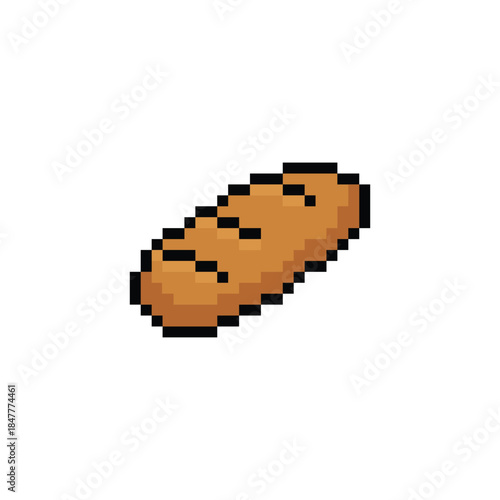 pixel art bread 8 bit vector icon for computer game logo	