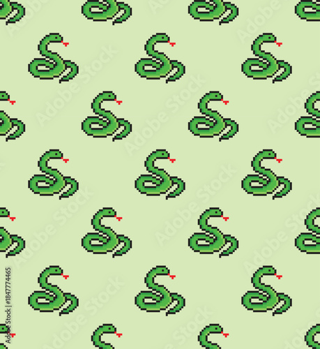 pixel snake  Seamless Pattern vector background pixel art for 8 bit game