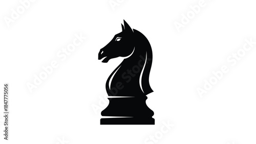 Black knight chess piece silhouette icon symbol isolated on white background