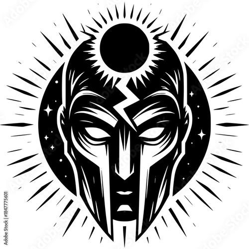 Mystical Sentinel: A captivating, enigmatic illustration that evokes a sense of ancient wisdom and cosmic mystery.