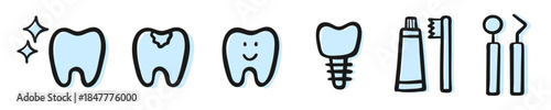 Hand-Drawn Dental Care Icon Set