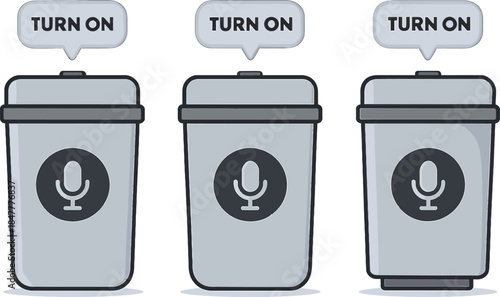 Three Microphone Cups Turned On for Voice Activation