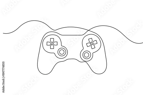 Game controller continuous line drawing simple gaming icon outline vector