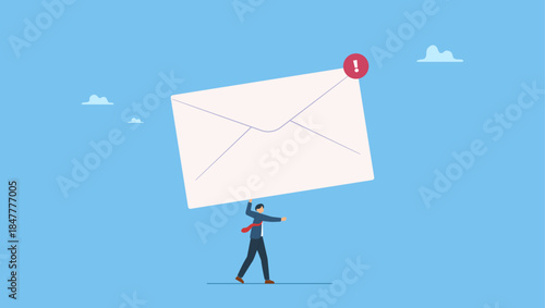 Professional businessman sending big email envelope. Send email to communicate with client or customer, subscription newsletter automation, online advertising or mailing list service.