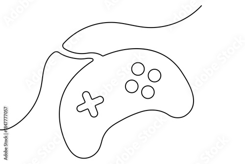 Game controller continuous line drawing simple gaming icon outline vector
