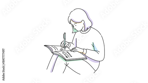 Woman writing in journal with pen and paper