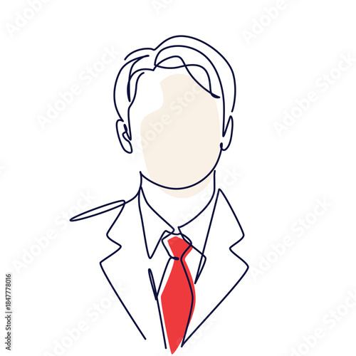 Businessman profile one line drawing. Businessman profile single line illustration. Businessman profile minimalist line art. Businessman profile vector art