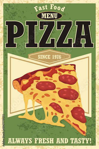Classic Pizza Slice Fast Food Menu Poster