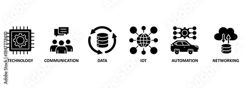 Banner digitilization concept as vector illustration with keywords and icons 