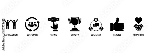 feedback concept. Banner with icons and keywords 