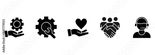 Icon Set of customer service, support and help - Vector Illustration - Editable Thin Line Icons Collection on white Background for Web and Print 