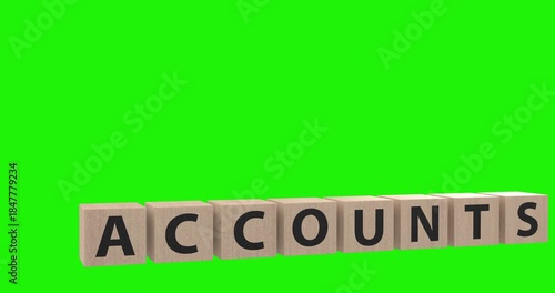 4K Dynamic 3D Animation rendering of Accounts on wooden blocks and coins showing increament in finance and banking