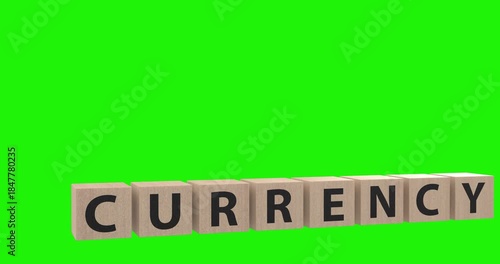 4K Dynamic 3D Animation rendering of Currecy wooden blocks and coins showing increament in finance and banking