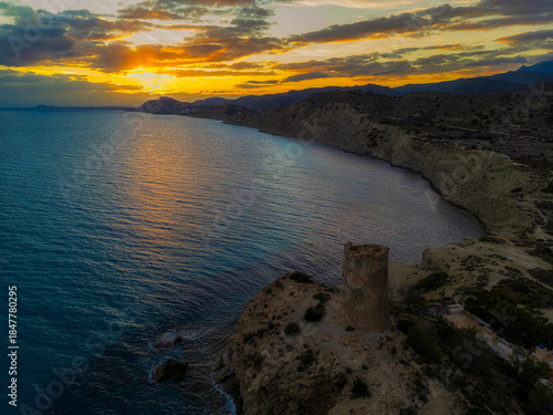 Aerial view of the Xarco cove, Villajoyosa, Alicante, Valencian Community