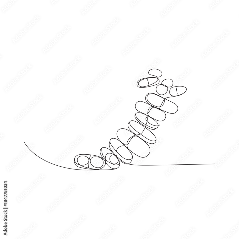 Obraz premium Abstract line art depicting a cascading stack of rounded shapes in monochrome