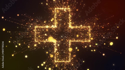 World Health Day Abstract Glowing Medical Cross Symbol