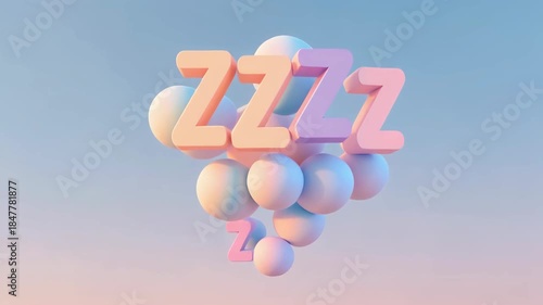 Soft Pastel ZzzZ Letters on Cloud-like Shapes Against Gentle Gradient Sky