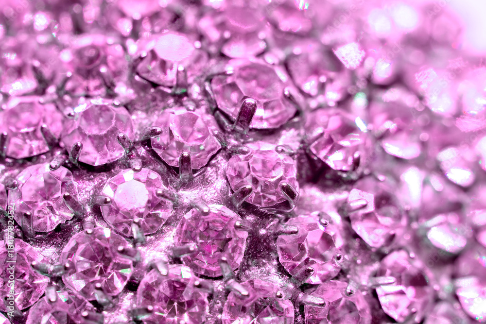 Fototapeta premium Rows of crystal stones embedded, background, jewelry industry