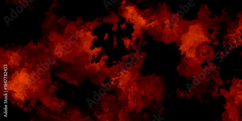 Abstract grunge red and black powder explosion cloud on black background. dark red smoke Like cloud wave effect on black. dark fire flame grunge texture background. toned fiery red sky.