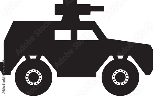 Armored military vehicle icon silhouette design vector illustration