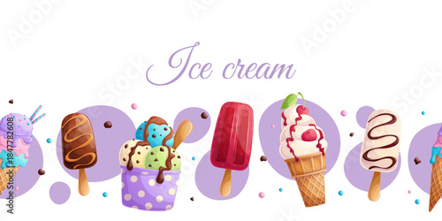 Colorful background with delicious donuts. The concept of confectionery, baking, cooking. Vector illustration for the design of posters, flyers, postcards and invitations