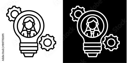 Talent Management Icon Set White Style Collection
