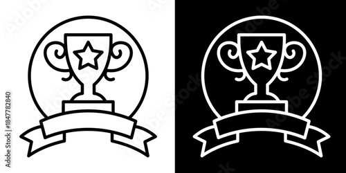 Achievement Icon Set White Style Collection