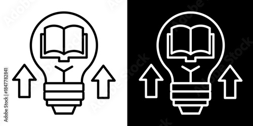 Knowledge Icon Set White Style Collection