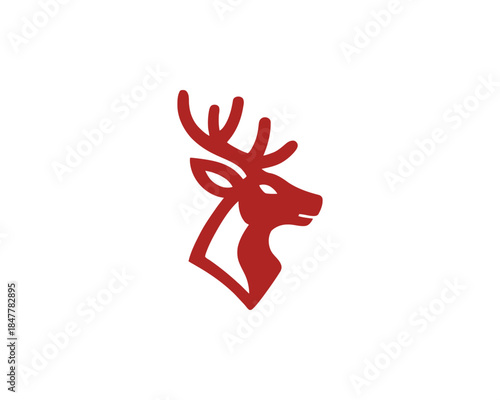 Red Deer Head Antler Mascot Vector Logo Design